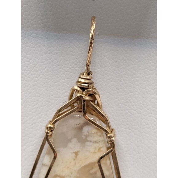 Natural Stone Pendant In 14-16K Wire 2.25" Long 1" Wide - Picture 5 of 7